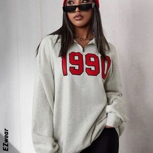 Quarter-Zip Sweatshirt with Red 1990
